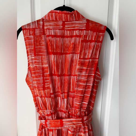 Calvin Klein Coral and White Patterned Midi Dress NWOT - Picture 7 of 8